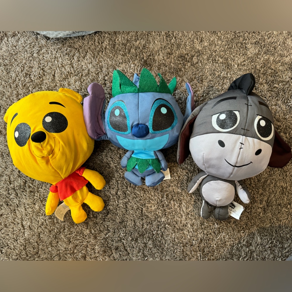 Set of 3 Disney Doorables Plush Winnie The Pooh, Stitch and Eeyore